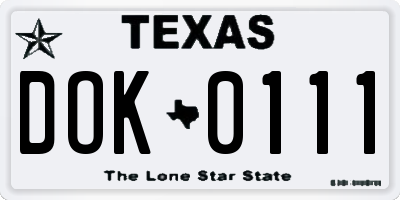 TX license plate DOK0111