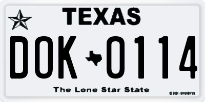 TX license plate DOK0114
