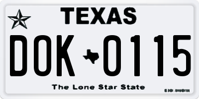 TX license plate DOK0115