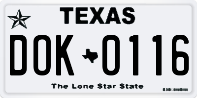TX license plate DOK0116