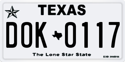 TX license plate DOK0117