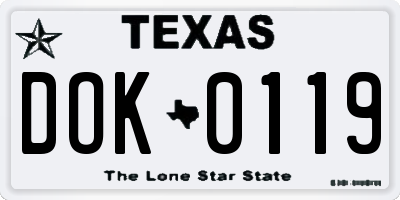 TX license plate DOK0119