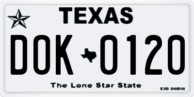 TX license plate DOK0120
