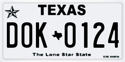 TX license plate DOK0124