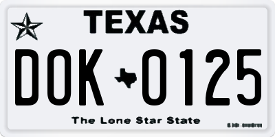 TX license plate DOK0125
