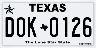 TX license plate DOK0126