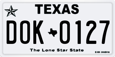 TX license plate DOK0127