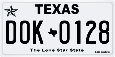 TX license plate DOK0128