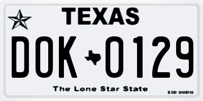 TX license plate DOK0129