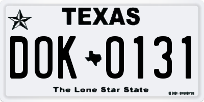 TX license plate DOK0131
