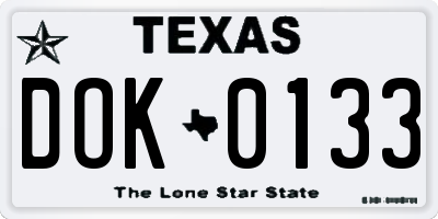 TX license plate DOK0133