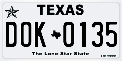 TX license plate DOK0135