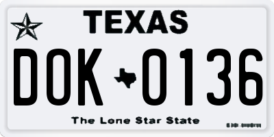TX license plate DOK0136
