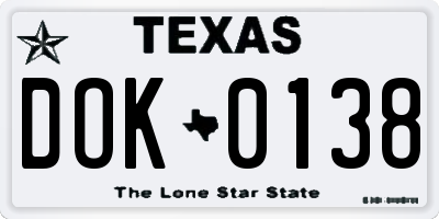 TX license plate DOK0138