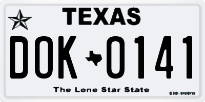 TX license plate DOK0141