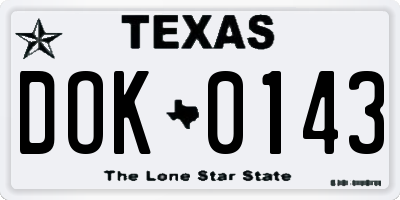 TX license plate DOK0143