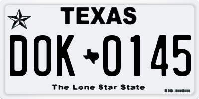 TX license plate DOK0145
