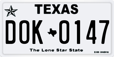 TX license plate DOK0147