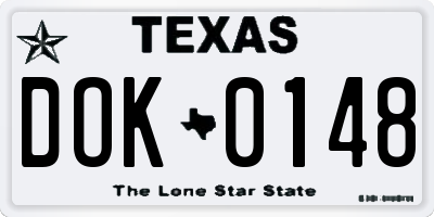 TX license plate DOK0148
