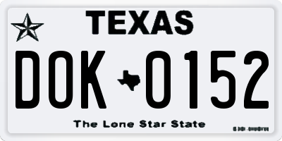 TX license plate DOK0152
