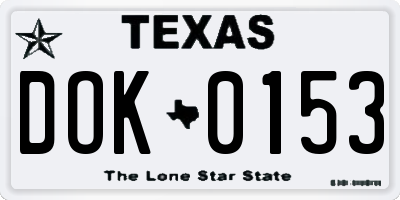 TX license plate DOK0153