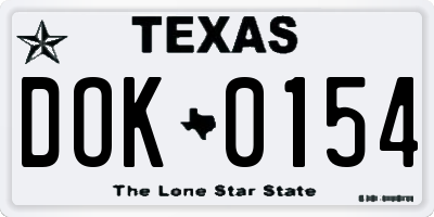 TX license plate DOK0154