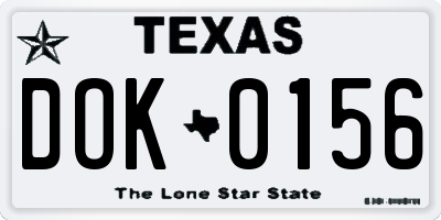 TX license plate DOK0156