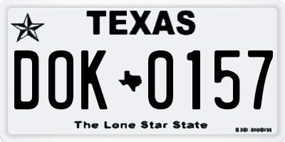 TX license plate DOK0157
