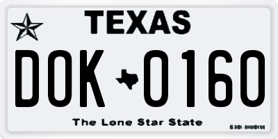 TX license plate DOK0160