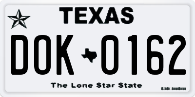 TX license plate DOK0162