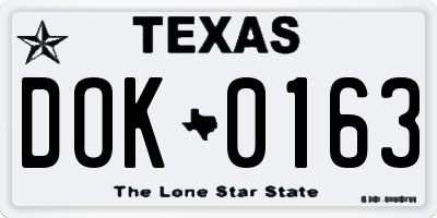 TX license plate DOK0163