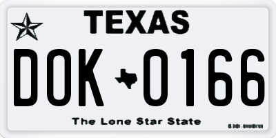 TX license plate DOK0166