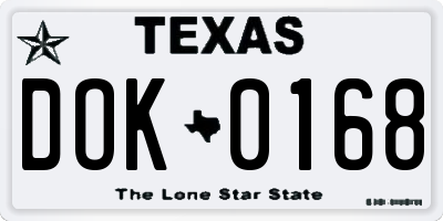 TX license plate DOK0168