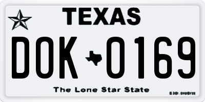 TX license plate DOK0169