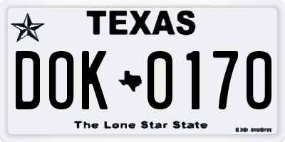 TX license plate DOK0170