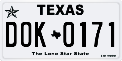 TX license plate DOK0171