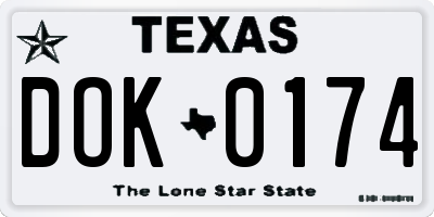 TX license plate DOK0174