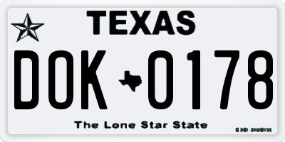 TX license plate DOK0178