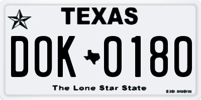 TX license plate DOK0180