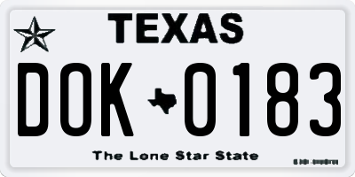 TX license plate DOK0183