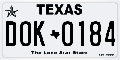 TX license plate DOK0184
