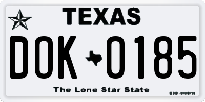 TX license plate DOK0185