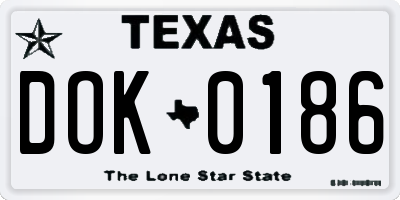 TX license plate DOK0186