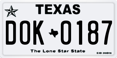 TX license plate DOK0187