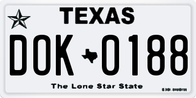 TX license plate DOK0188