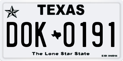 TX license plate DOK0191