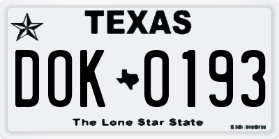 TX license plate DOK0193