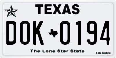 TX license plate DOK0194