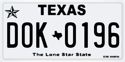 TX license plate DOK0196