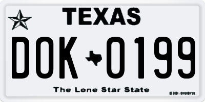 TX license plate DOK0199